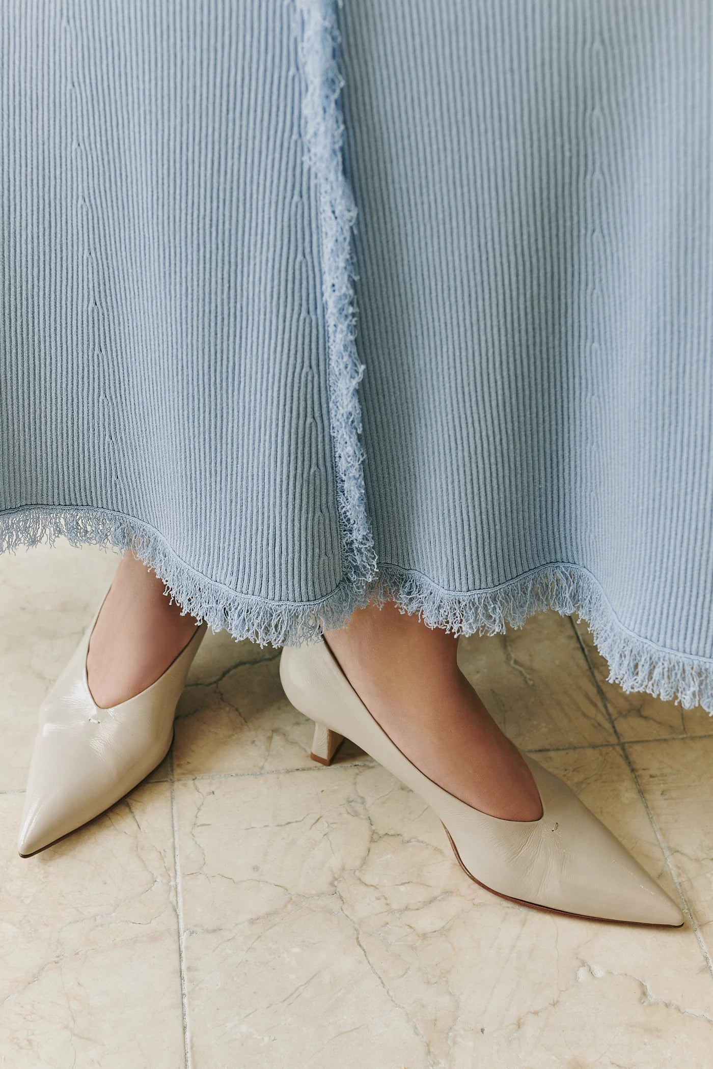 Elysian Collective Clea Avalon Fringe Knit Dress Blue