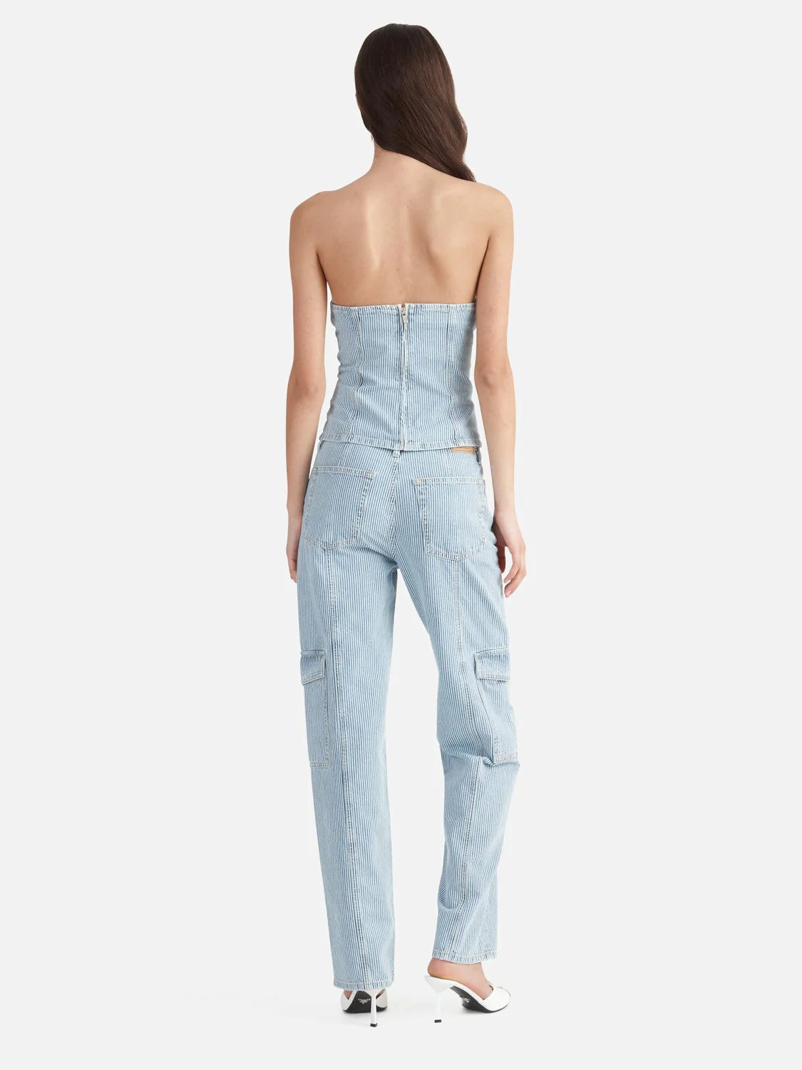 Elysian Collective Ena Pelly Diana Denim Bustier Ice Blue Stripe