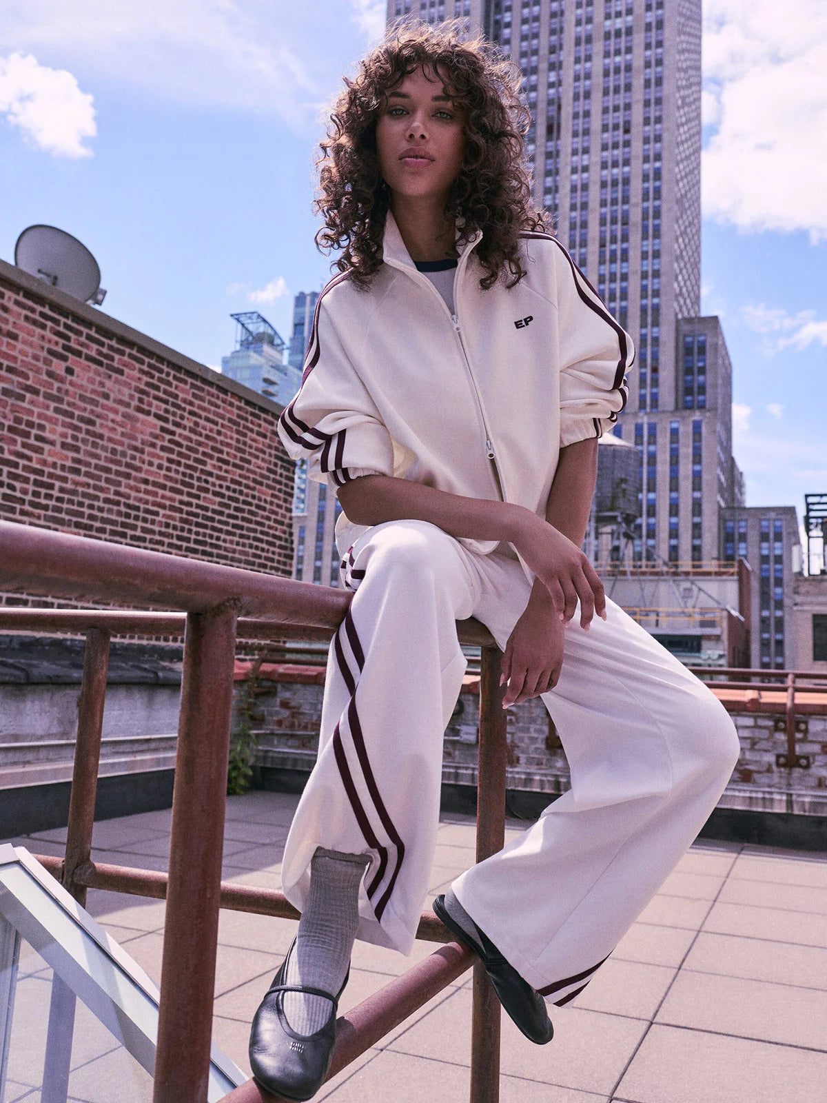 Elysian Collective Ena Pelly Valentina Jersey Zip Thru Cream/Burgundy
