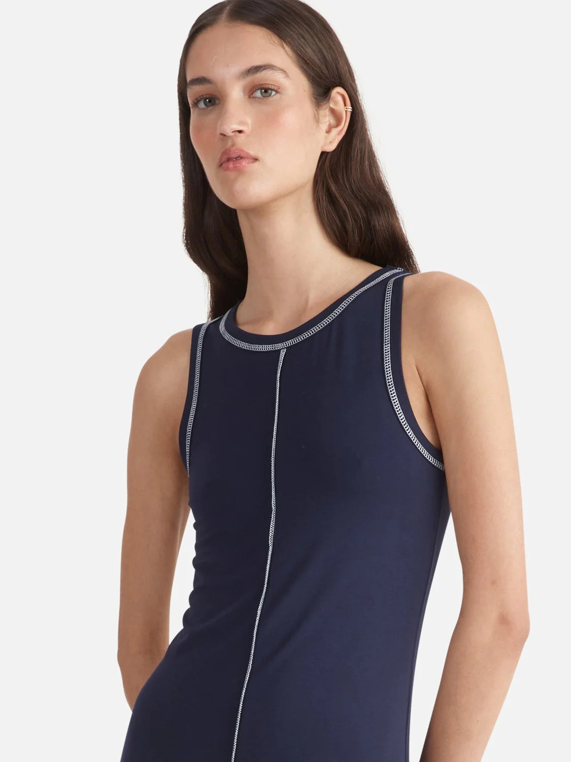 Elysian Collective Ena Pelly Winona Bodycon Dress Navy/White