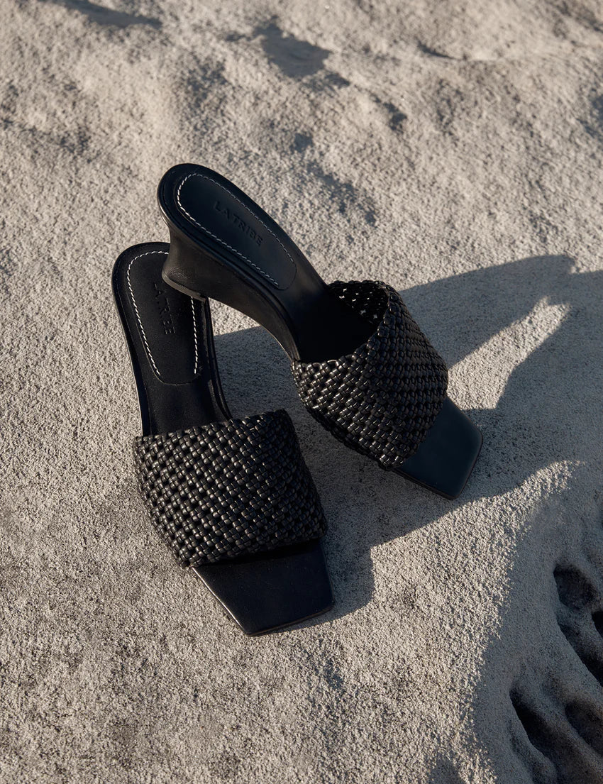 Elysian Collective La Tribe Braided Wedge Heel Black