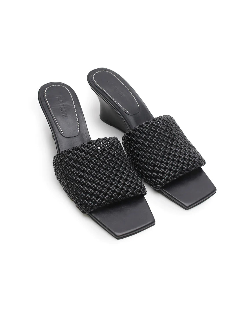 Elysian Collective La Tribe Braided Wedge Heel Black