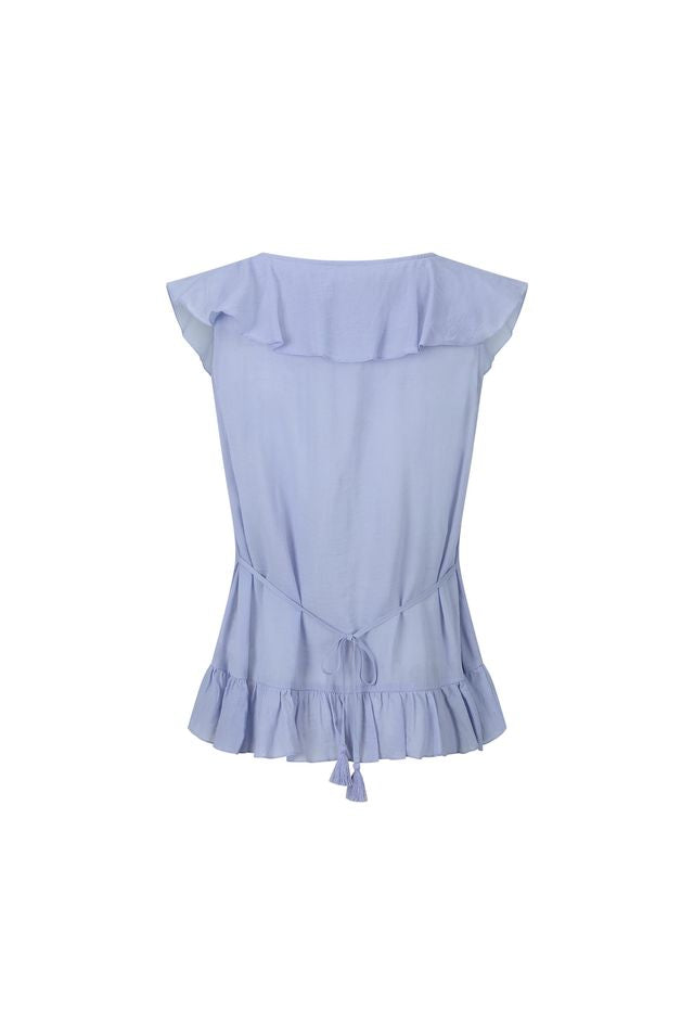 Elysian Collective Spell Fleur Frill Sleeveless Blouse Lagoon Purple