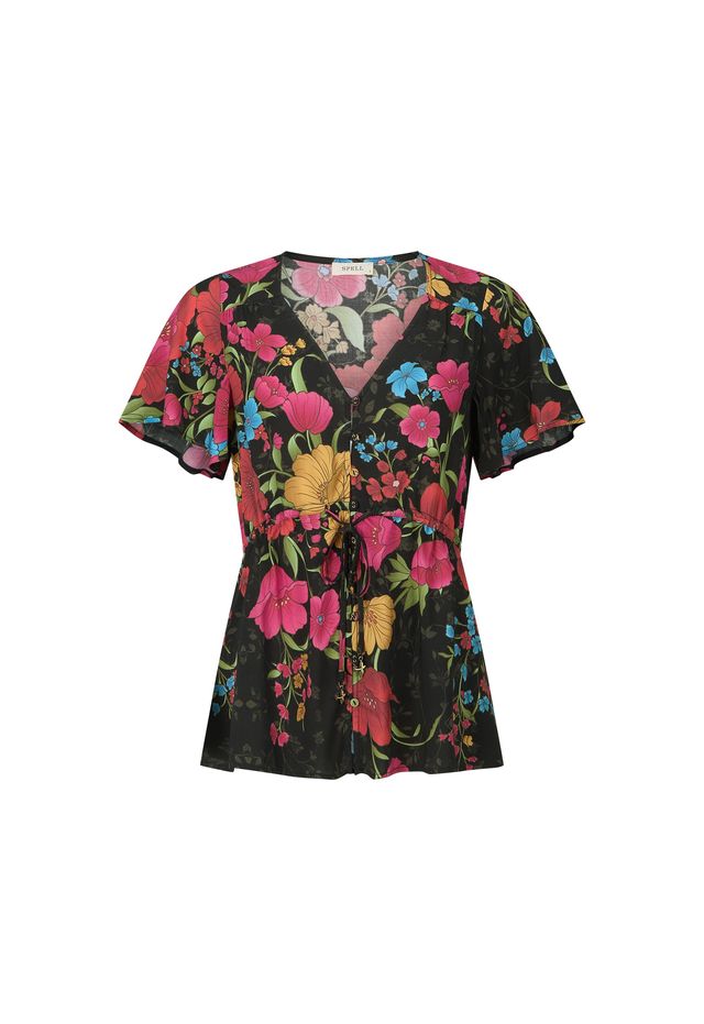 Elysian Collective Spell Isola Blouse Midnight Bloom Black
