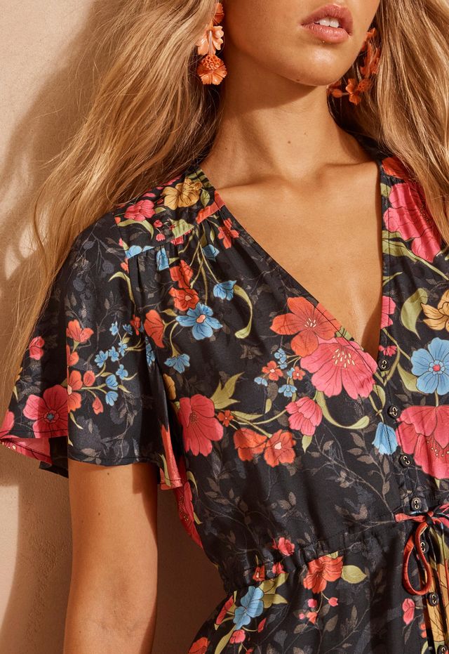 Elysian Collective Spell Isola Blouse Midnight Bloom Black