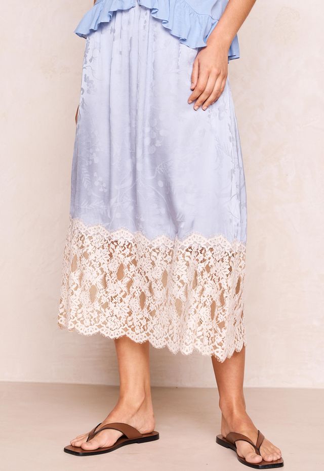 Elysian Collective Spell Viola Lace Trim Midi Skirt Lagoon Purple