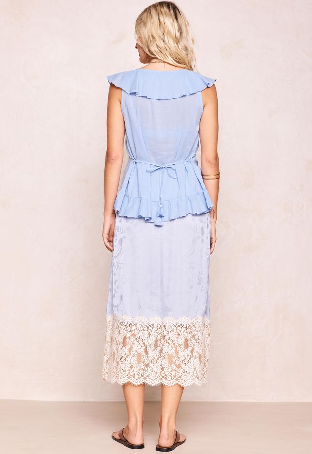 Elysian Collective Spell Viola Lace Trim Midi Skirt Lagoon Purple