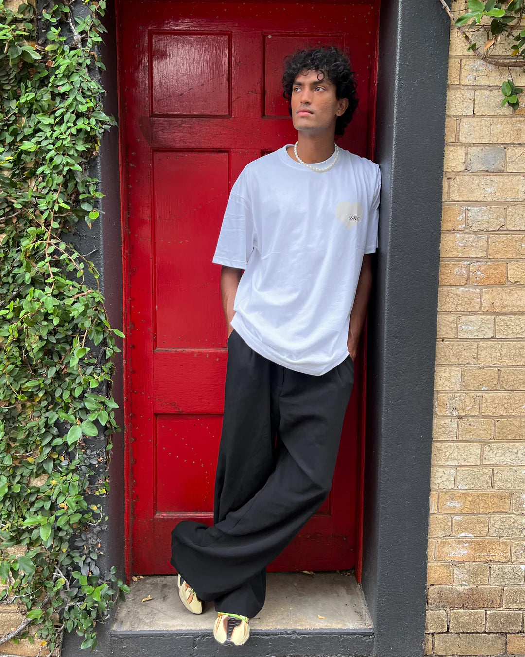 Elysian Collective Ssaint Heart Tee White and Cream