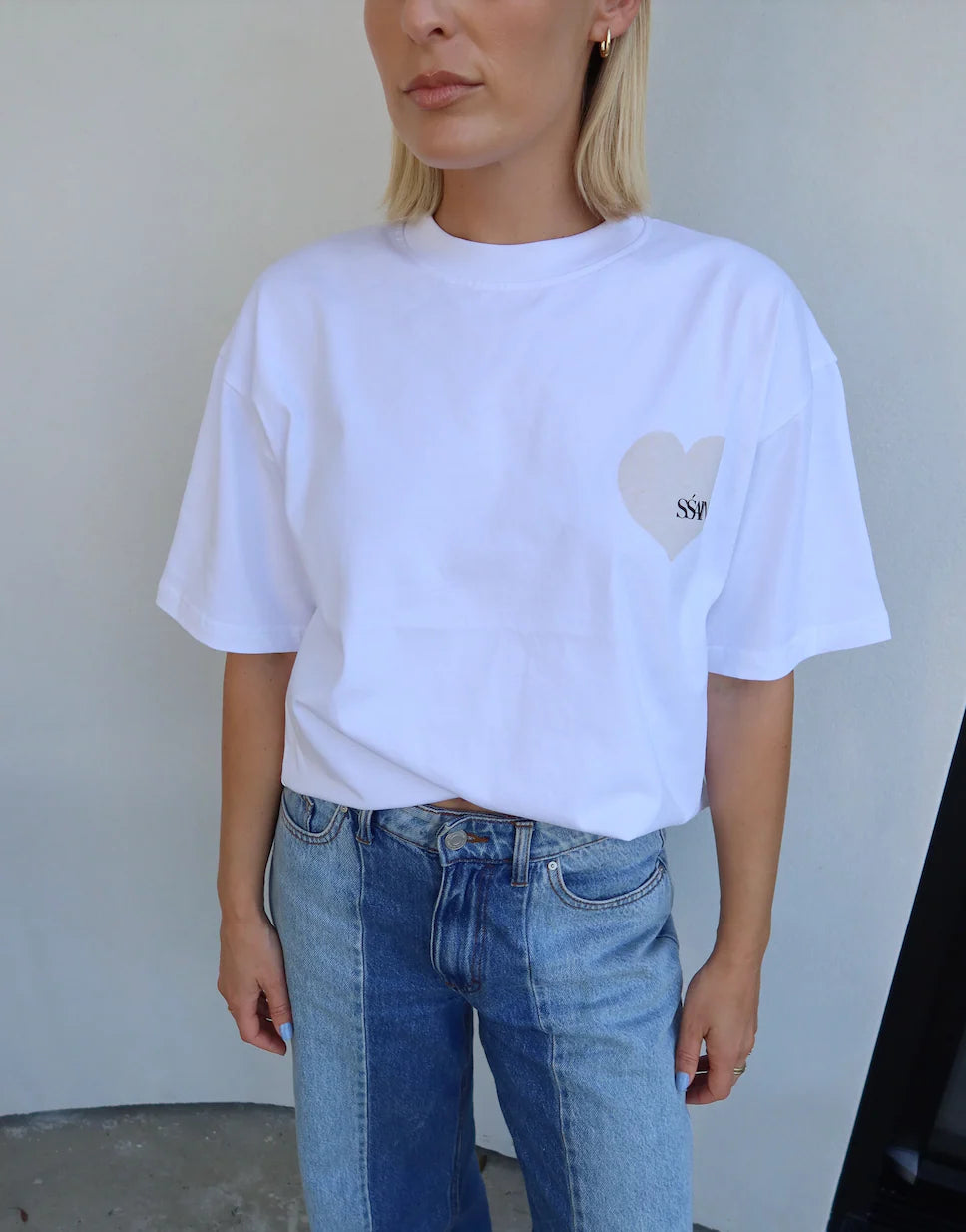 Elysian Collective Ssaint Heart Tee White and Cream