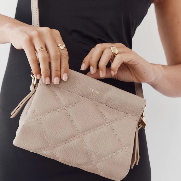 Elysian Collective - Verstirsi Ella Beige Quilted Crossbody Bag