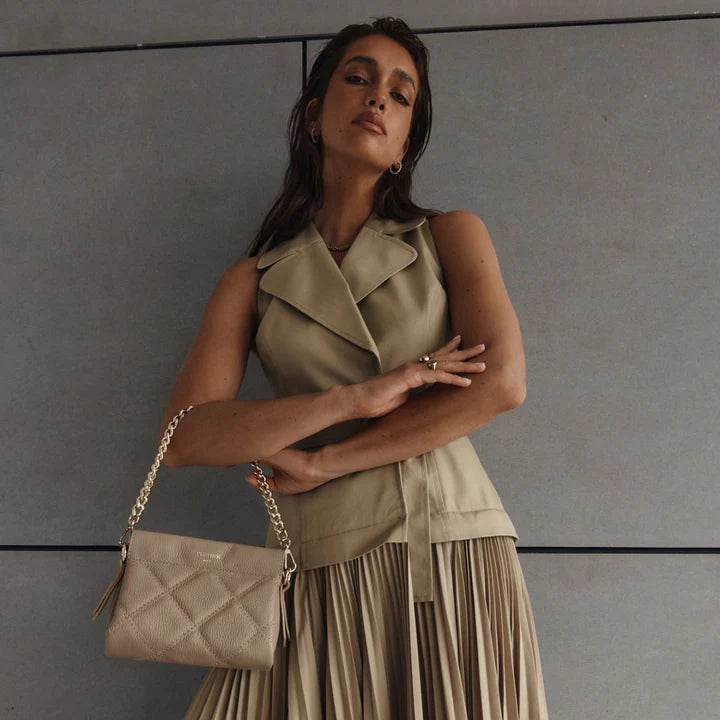 Elysian Collective - Verstirsi Ella Beige Quilted Crossbody Bag