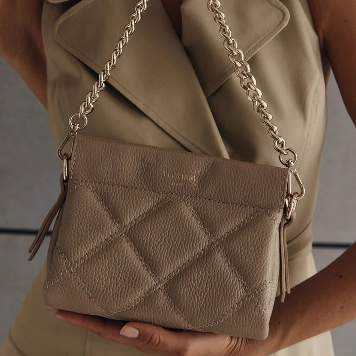 Elysian Collective - Verstirsi Ella Beige Quilted Crossbody Bag
