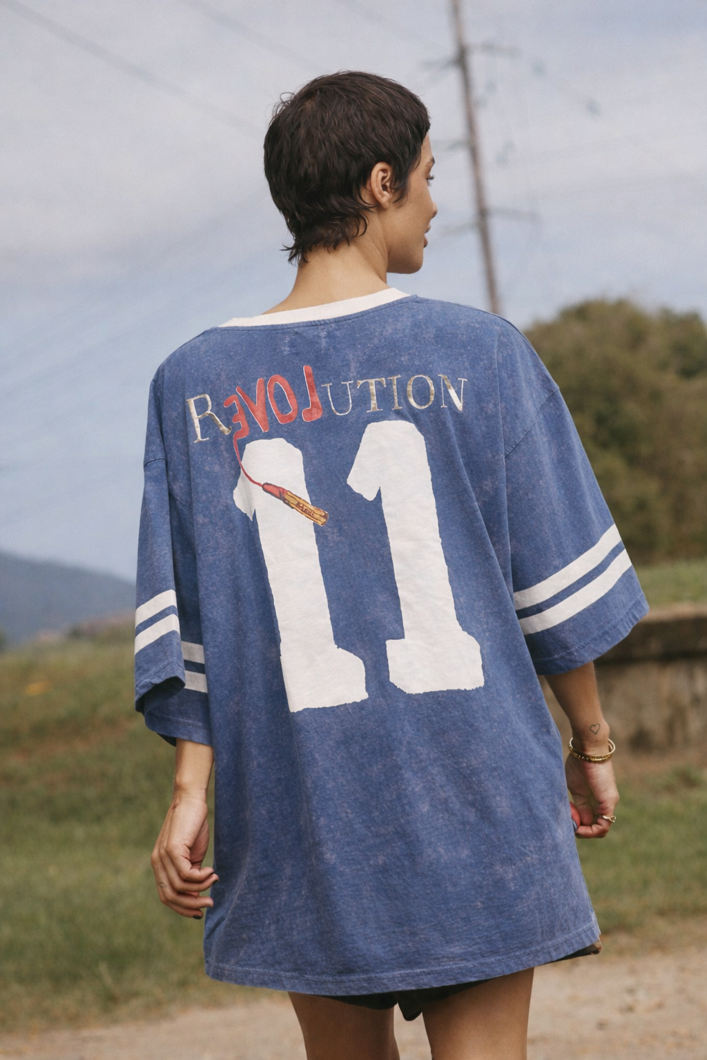 Elysian Collective Sabbi The Very Oversized Love Revolution Tee Blue