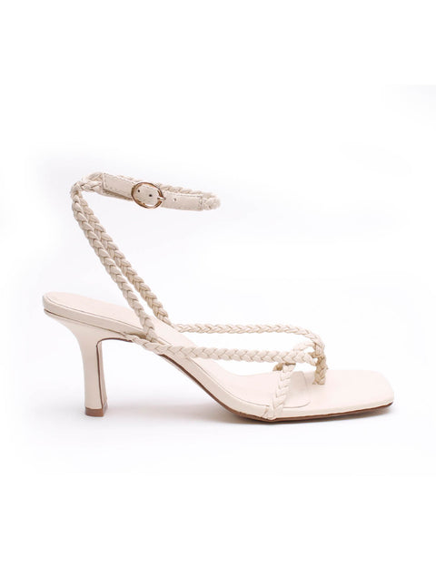 Elysian Collective La Tribe Braided Strap Heel Cream
