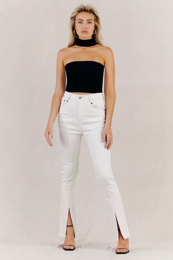 Elysian Collective Misha Claude Rib Knit Top Black