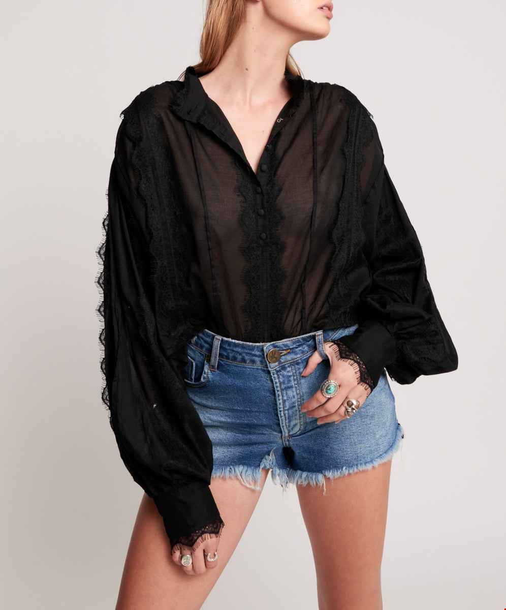 Teaspoon Bonita High Waist Denim Short Soho Blue