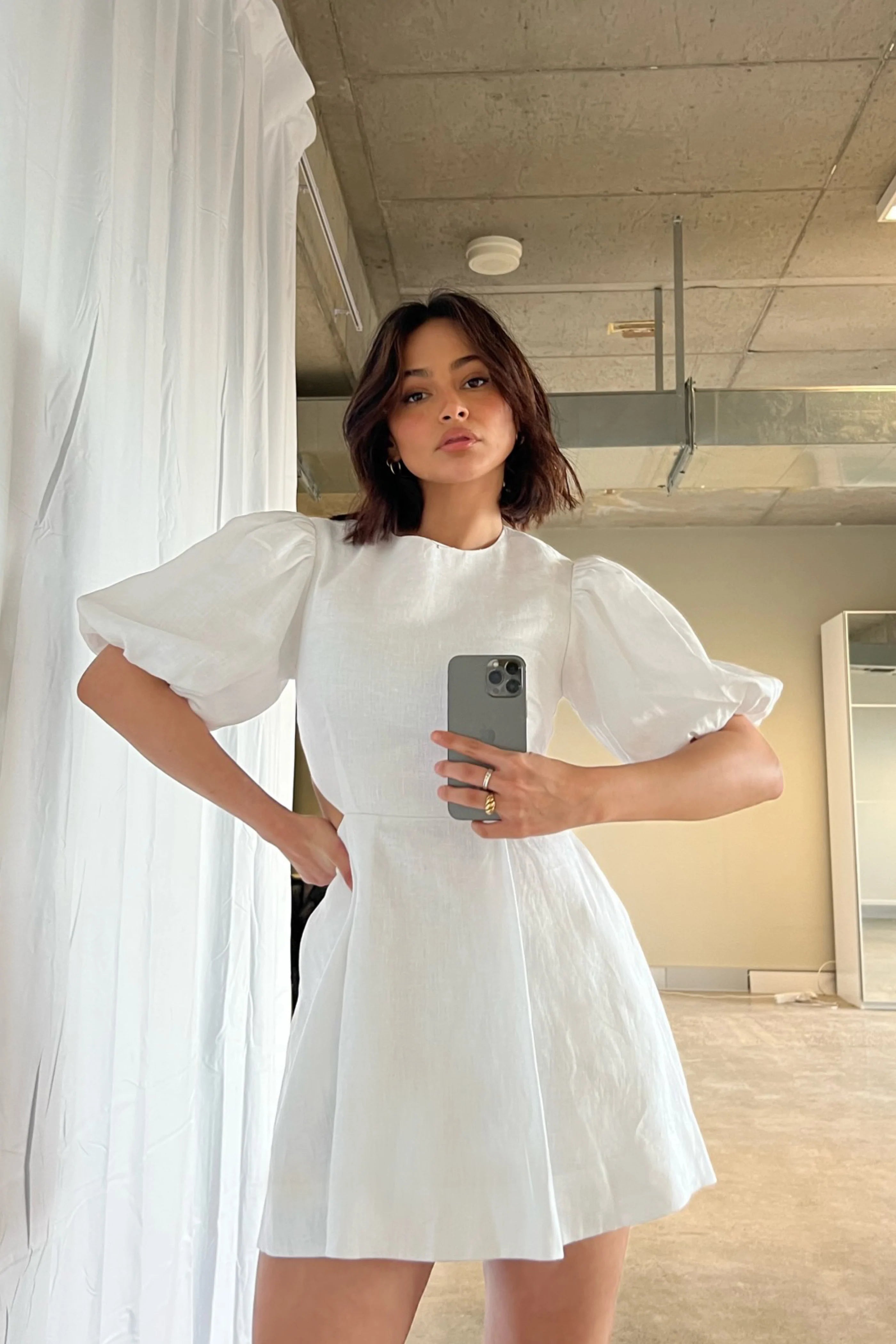 Elysian Collective Raef The Label Aura Mini Dress in Ivory