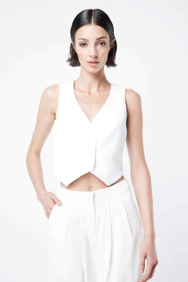 Elysian Collective The Como vest in White Mossman