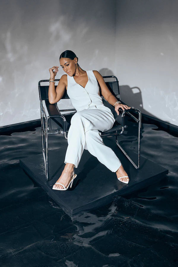 Elysian Collective The Como vest in White Mossman