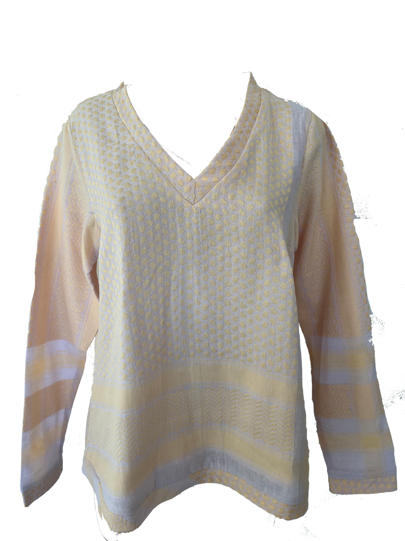 CECILIE COPENHAGEN  Shirt V Neck Long Sleeves in Apricot Sherbet / Lavender Fog