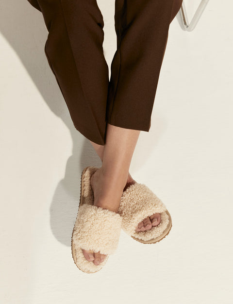 Elysian Collective La Tribe Shearling Slipper Cream