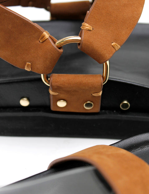 Elysian Collective La Tribe Studded Sandal Tobacco Nubuck Gold