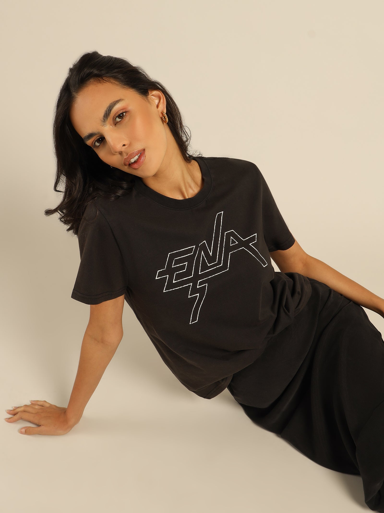 Elysian Collective Ena Pelly Block Logo Tee Washed Black