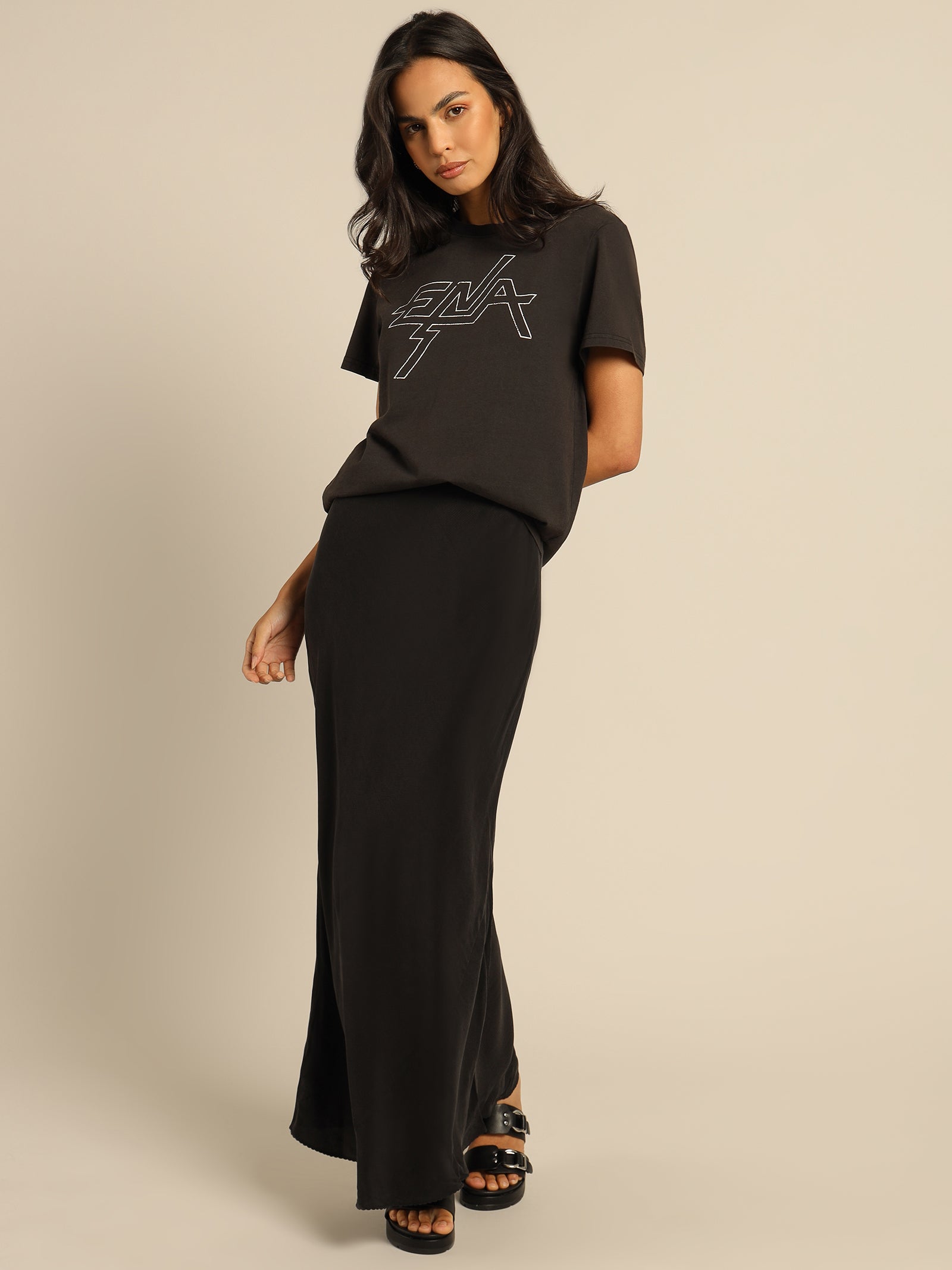 Elysian Collective Ena Pelly Block Logo Tee Washed Black