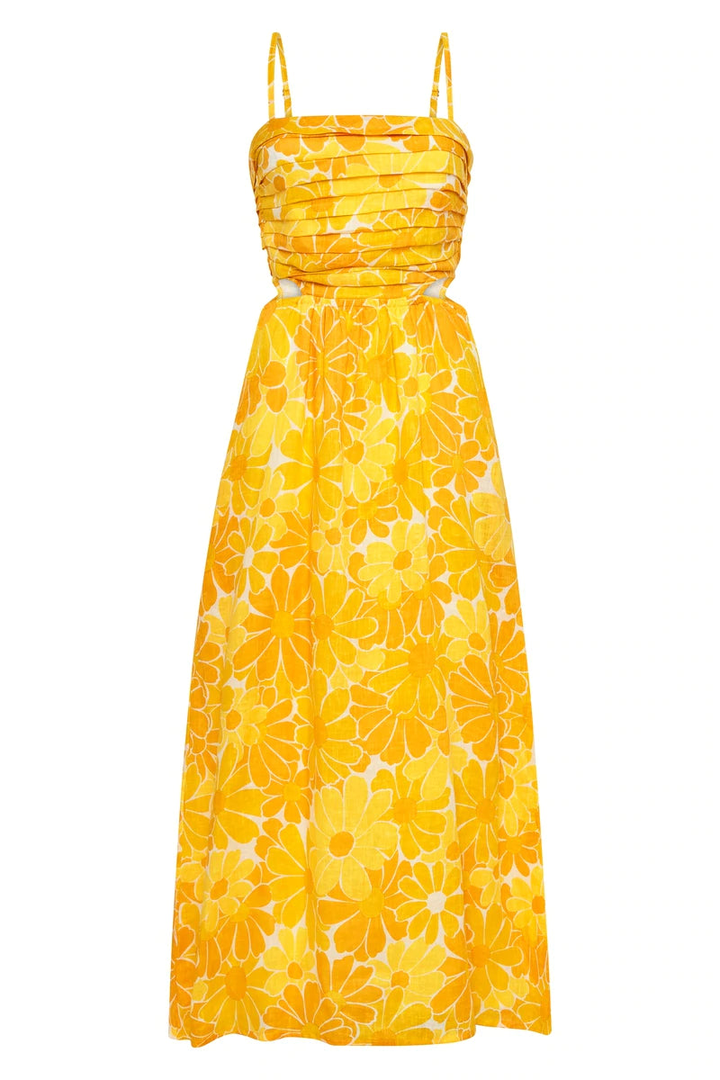 Elysian Collective Faithfull The Brand Jamaica Midi Dress Canaria Floral Miargold