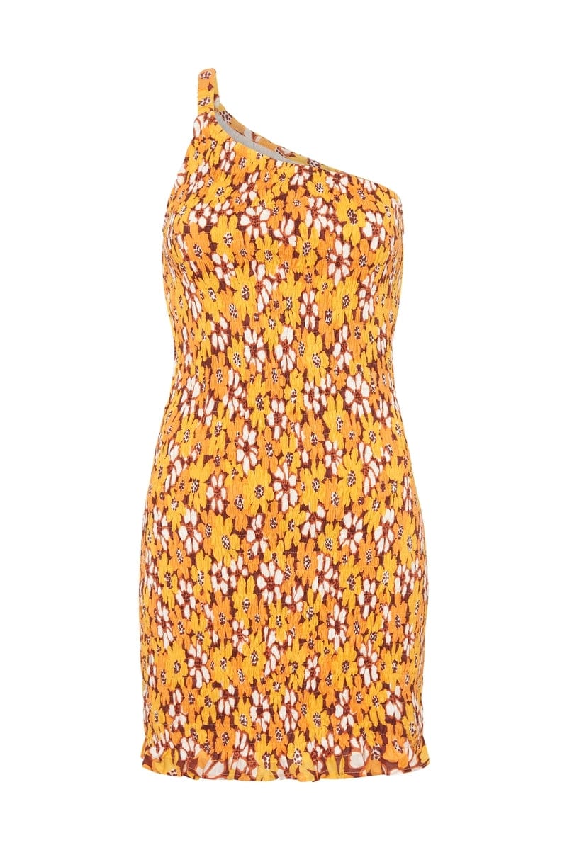 Elysian Collective Faithfull The Brand Terre Mer Mini Dress Il Reni Floral Print Orange