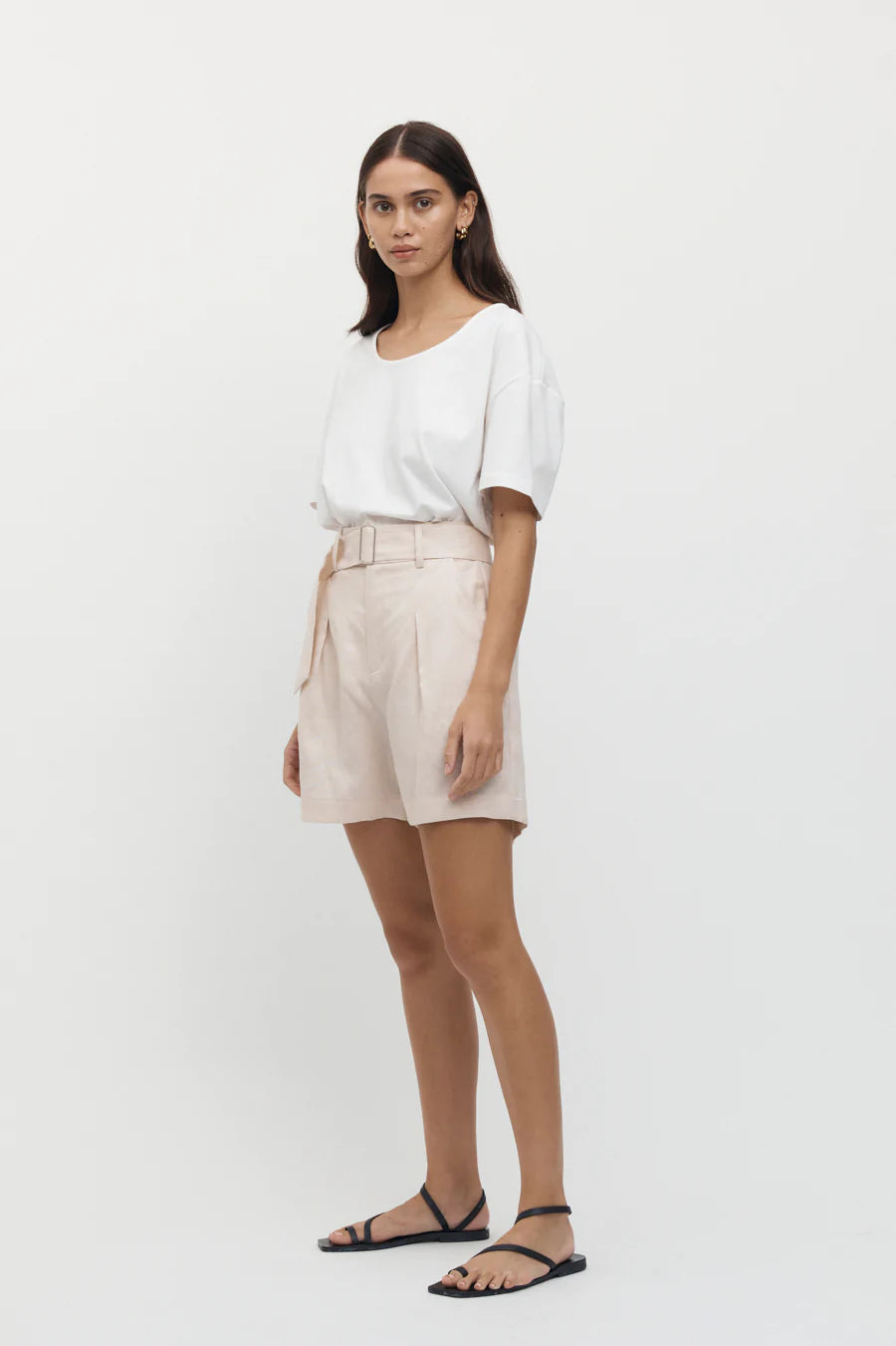 Elysian Collective Friend of Audrey Emilion Linen Belter Short Bone