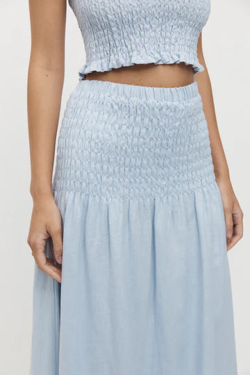 Elysian Collective Friend of Audrey Eze Linen Mini Skirt Sky