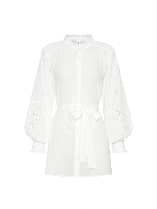 Elysian Collective Kivari Amber Embroidered Tunic White