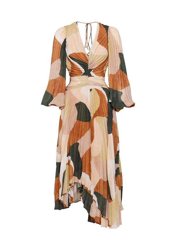 Elysian Collective Ministry of Style Retro Resort Pleated Midi Dress