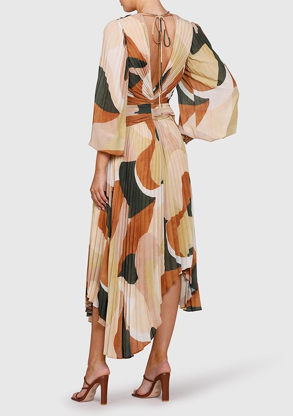 Elysian Collective Ministry of Style Retro Resort Pleated Midi Dress