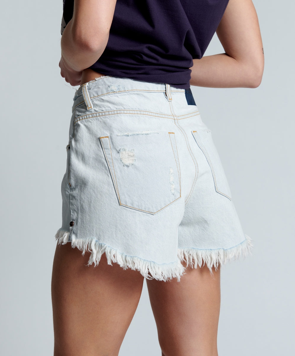 Elysian Collective One Teaspoon Bel Air Blue Trucker Mid Waist Denim Short