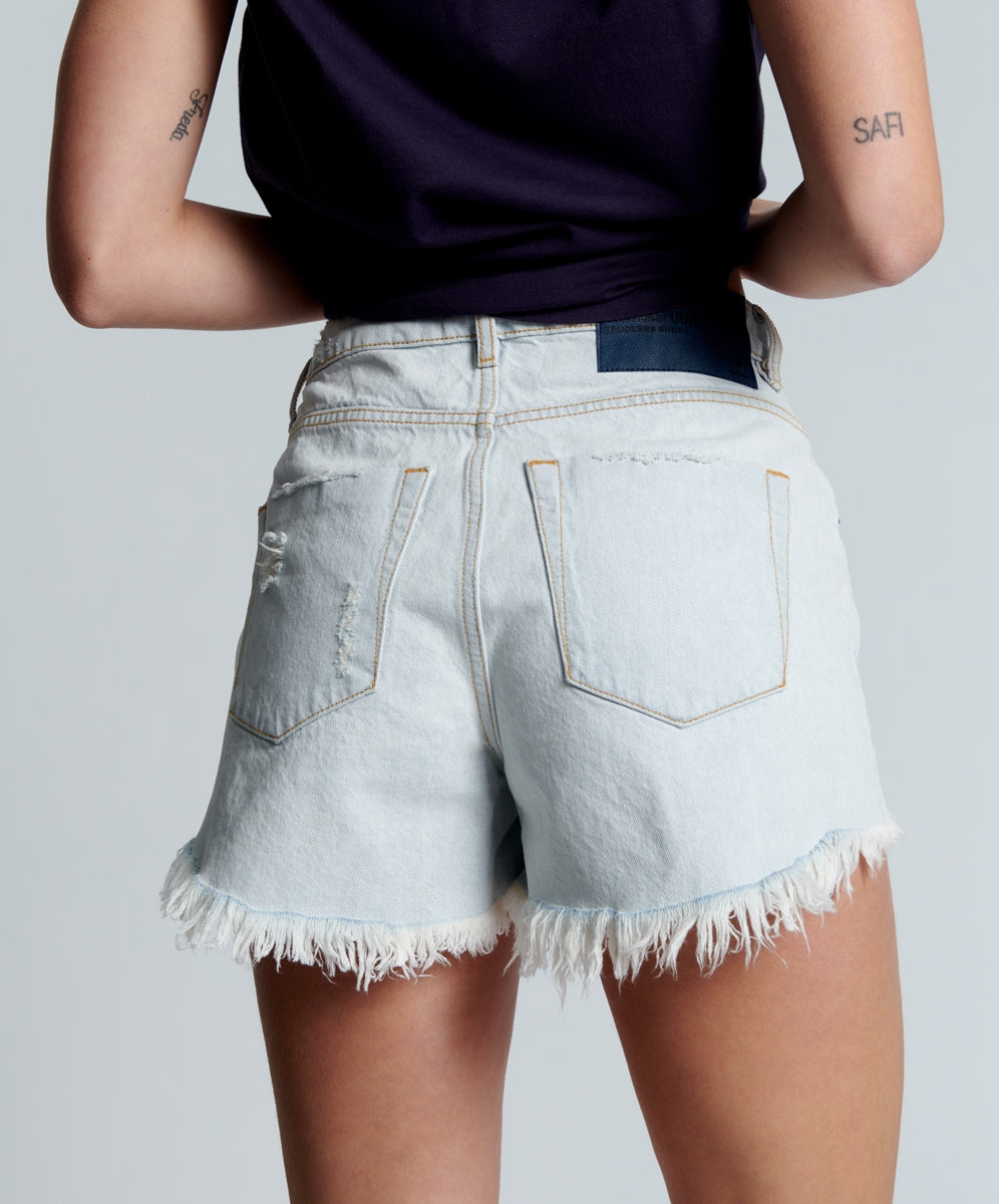 Elysian Collective One Teaspoon Bel Air Blue Trucker Mid Waist Denim Short