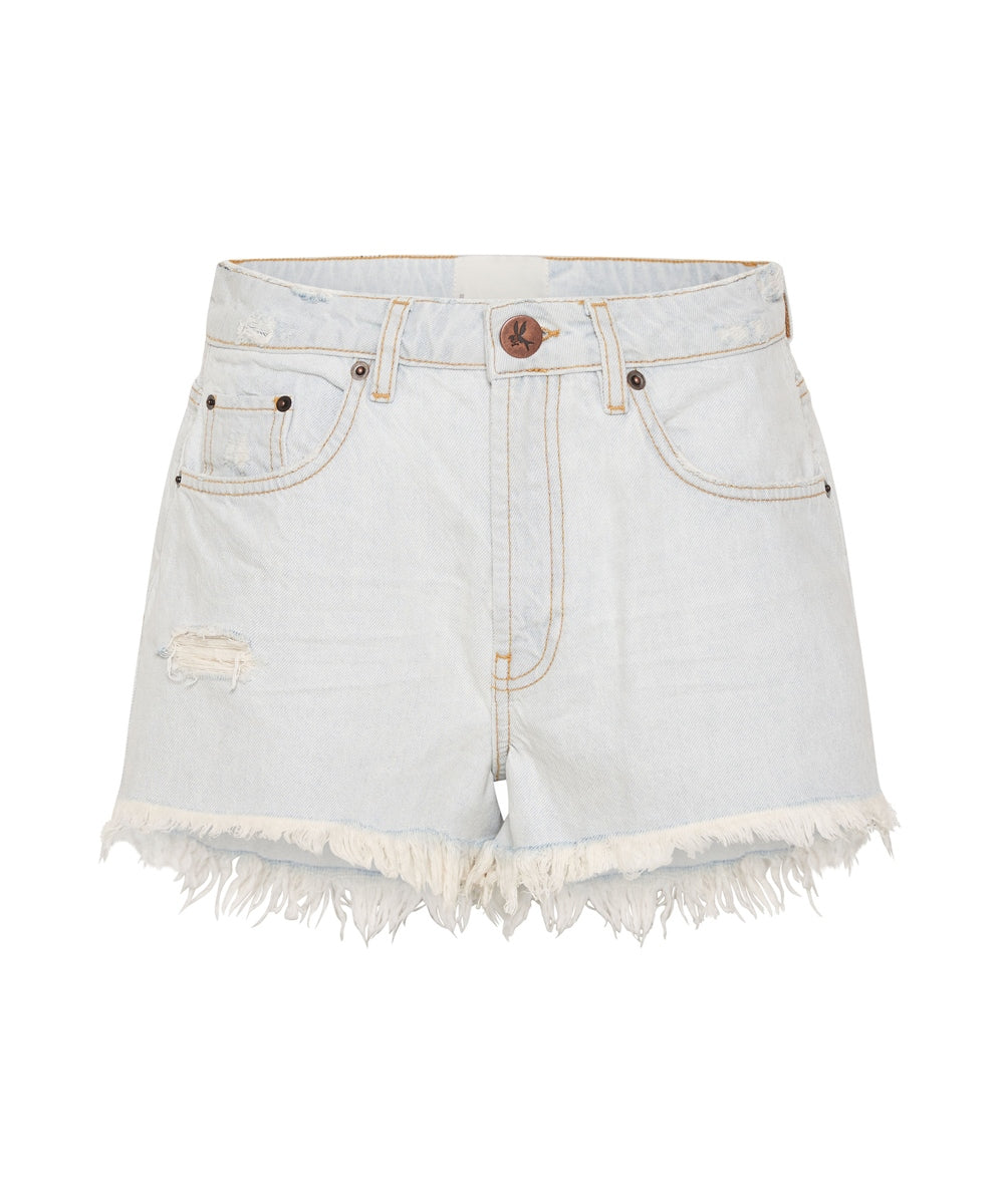 Elysian Collective One Teaspoon Bel Air Blue Trucker Mid Waist Denim Short
