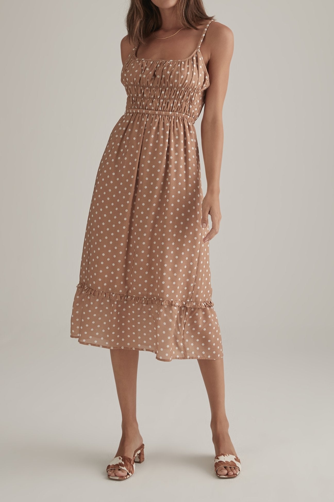 Elysian Collective Ownley Juliana Dress Tan Polka