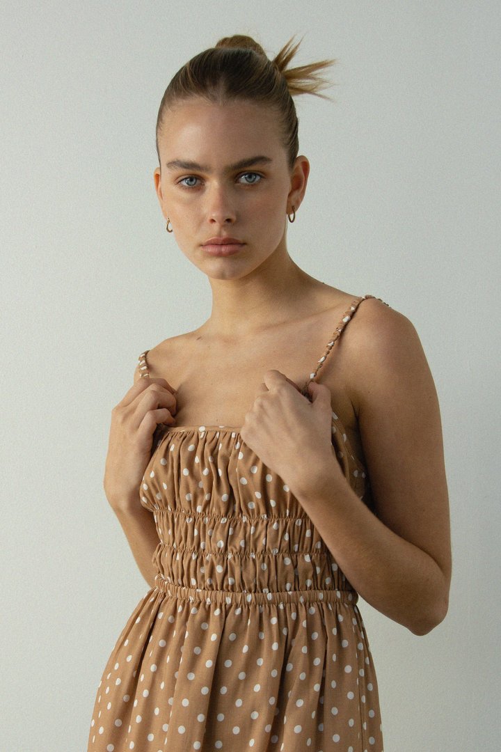 Elysian Collective Ownley Juliana Dress Tan Polka