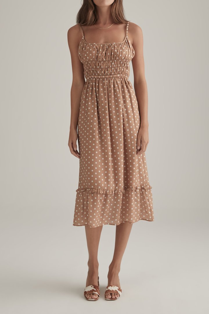 Elysian Collective Ownley Juliana Dress Tan Polka