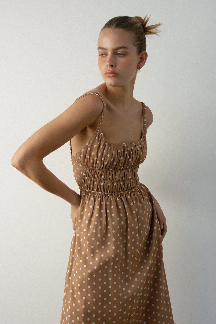 Elysian Collective Ownley Juliana Dress Tan Polka