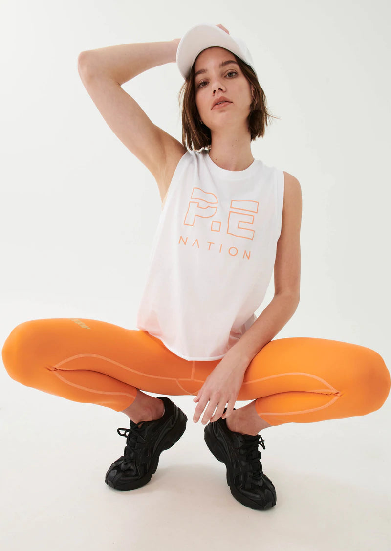Elysian Collective Pe Nation Shuffle Tank (White With Orange)