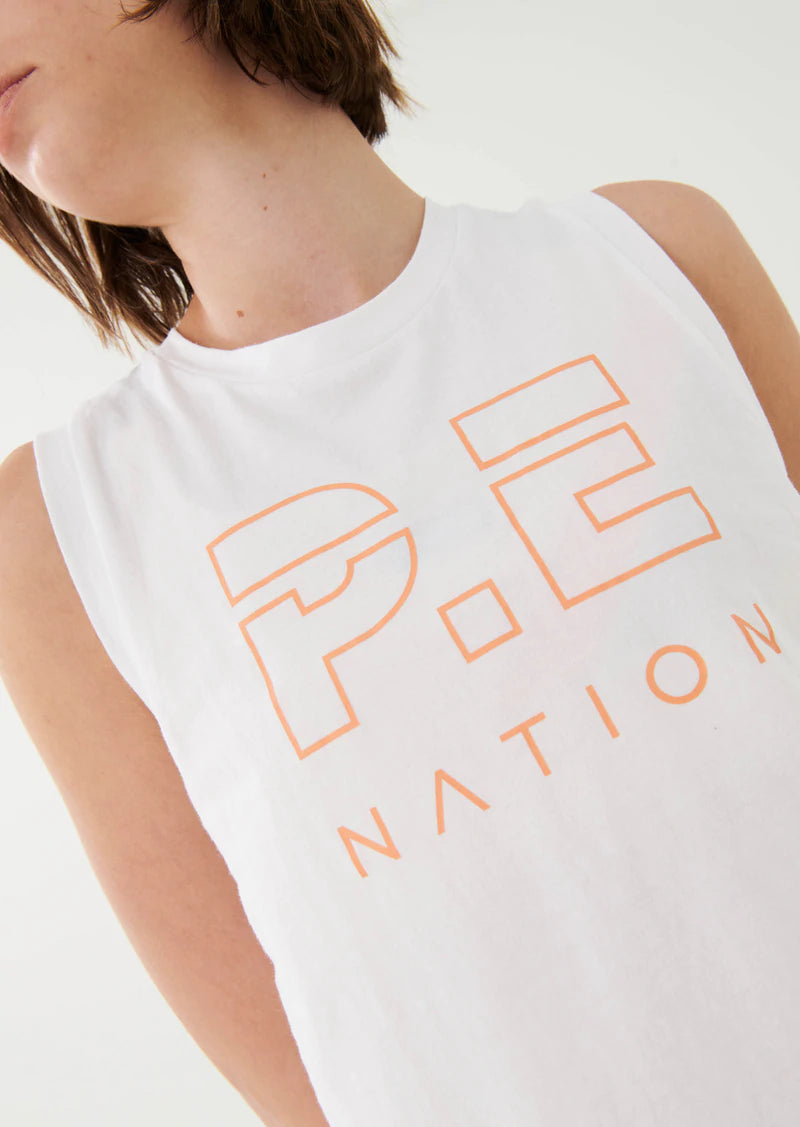 Elysian Collective Pe Nation Shuffle Tank (White With Orange)