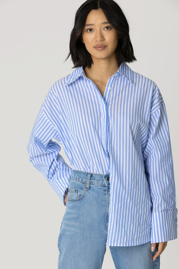 Elysian Collective RAEF The Label Luna Shirt Blue and White Stripe