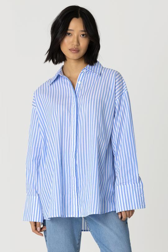 Elysian Collective RAEF The Label Luna Shirt Blue and White Stripe