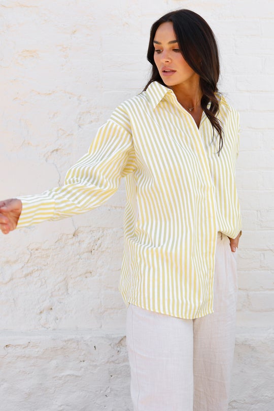RAEF THE LABEL - Luna Shirt (Yellow / White Stripe)