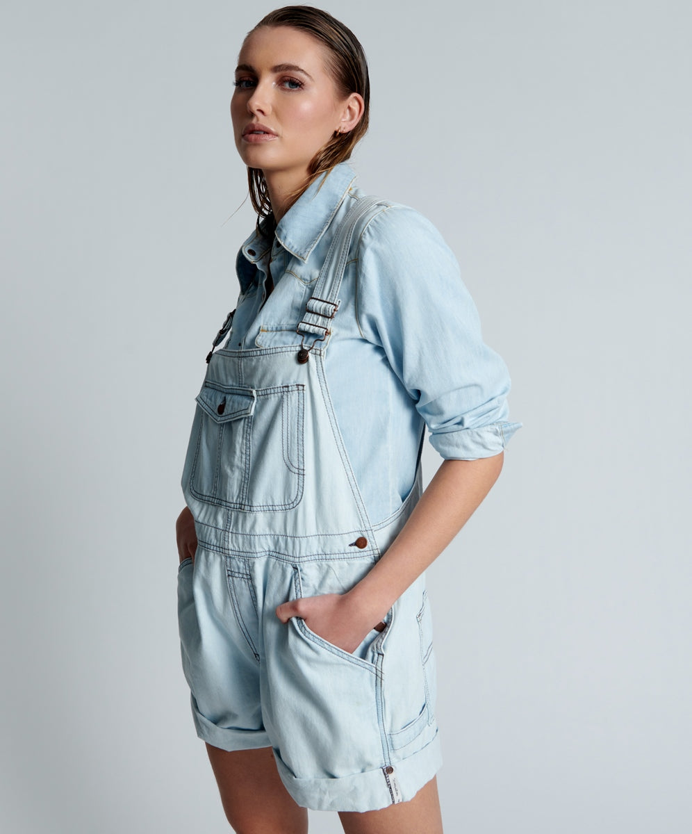 Elysian Collective One Teaspoon Rose Ave Overalls Capri Blue