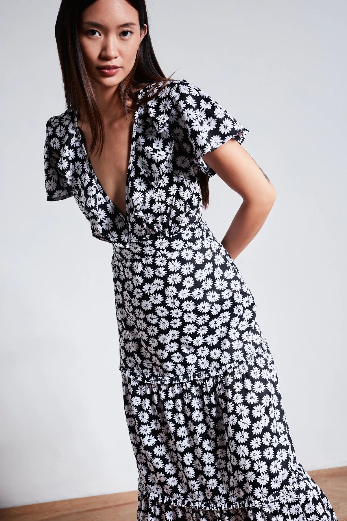 Elysian Collective Rue Stiic Lucille Maxi Dress Black Dahlia Floral