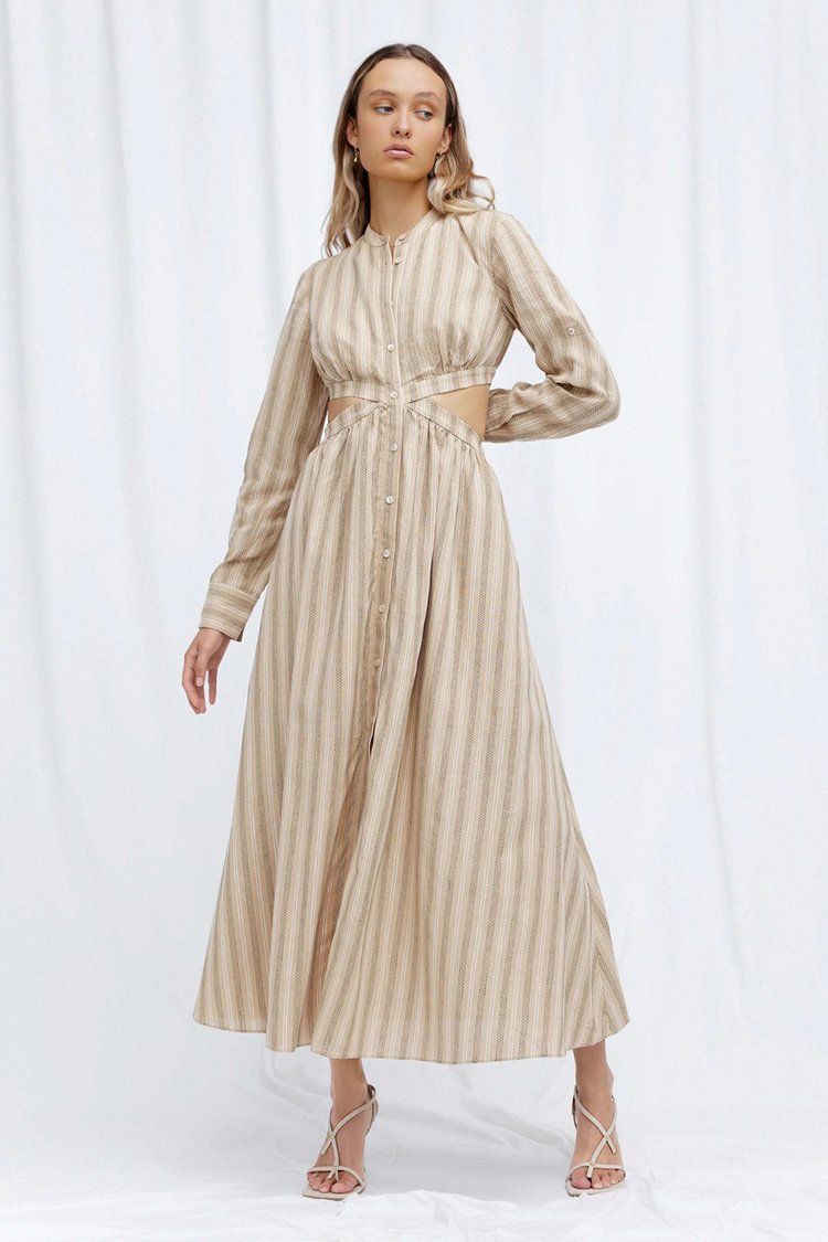 Elysian Collective Significant Other Petra Dress Almond Black Stripe